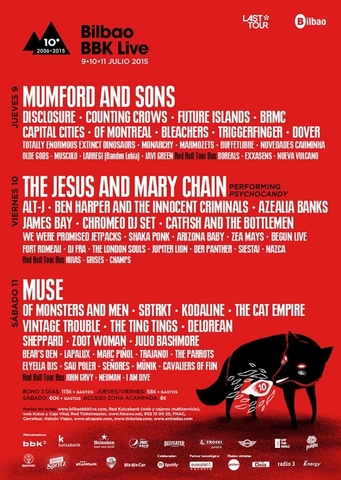 Bilbao BBK Live 2015, hamargarren urtea