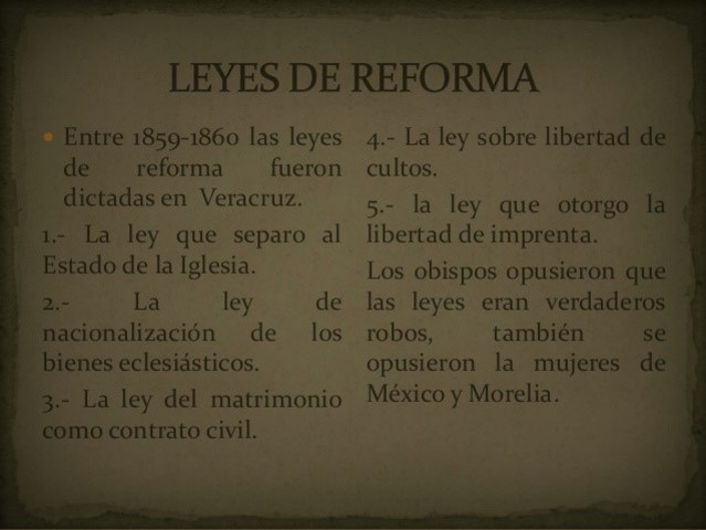 Leyes de Reforma 1859-1860