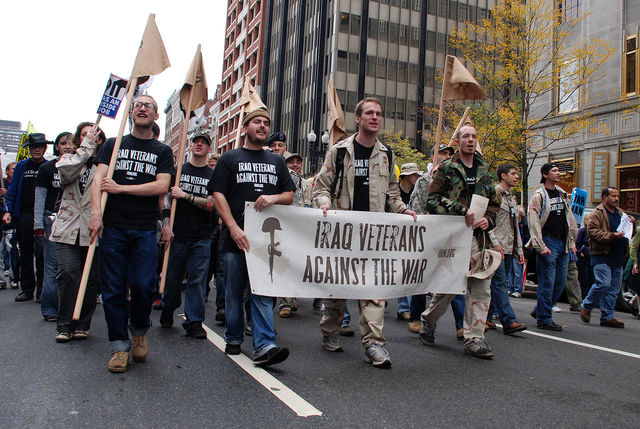 Iraq Veterans Against the War (IVAW) is born of formerly active-duty U.S. military personnel, Iraq- and Afghanistan-War veterans, and other veterans who had served since the September 11 attacks.