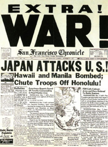 The United States declare war on Japan and Germany.