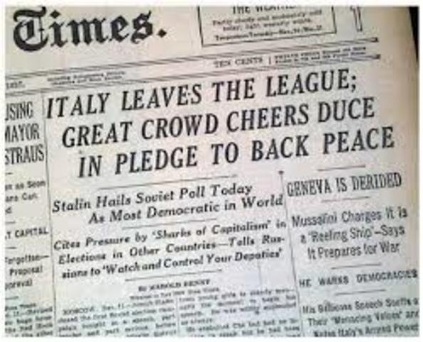 Italy leaving the League of Nations