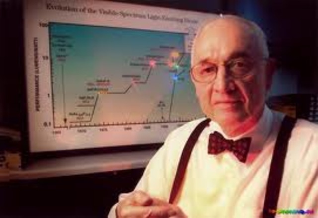 Nick Holonyak, ingeniero de General Electric desarrolla el primer LED (Light Emitting Diode o Diodo Emisor de Luz) que emitía en el espectro visible