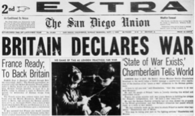Gran Bretaña y Francia le declaran la guerra a Alemania.