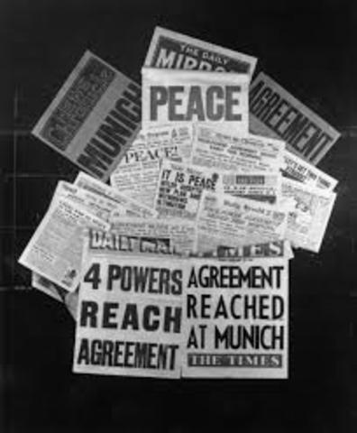 Germany ,  Italy ,  Great  Britain ,  and  France  reached  the  Munich Agreement , where  Germany  annexed the  Sudetes