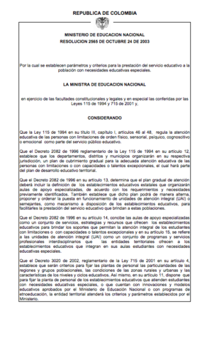 Resolución 2565 de octubre 24 de 2003