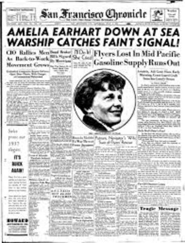 Amelia Earhart Mysteriously Disappears