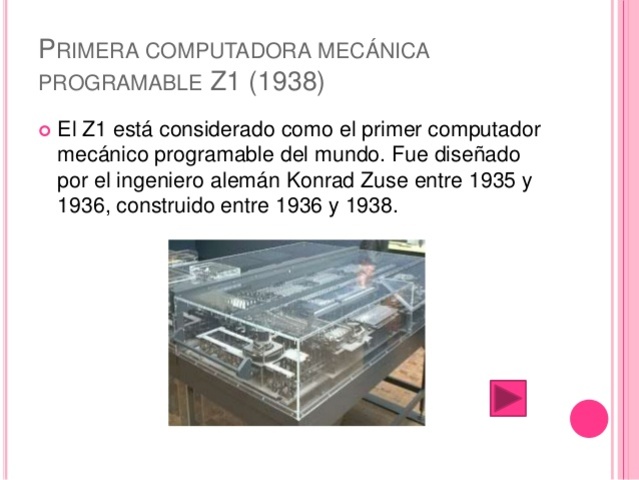 31 de Diciembre de 1935   Z1 PRIMER COMPUTADOR  MECANICO
