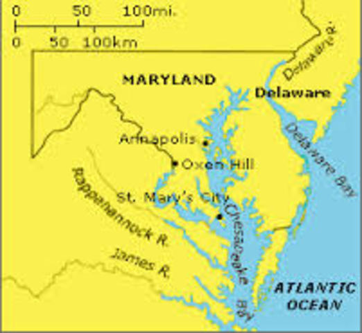 Lord Baltimore founds the colony of Maryland.