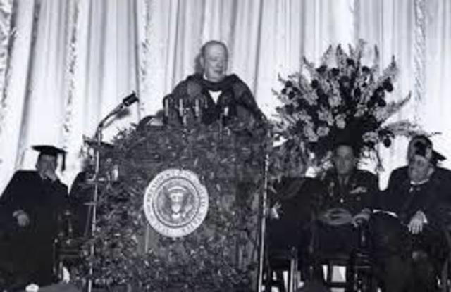 Winston Churchill delivers the Iron Curtain Speech