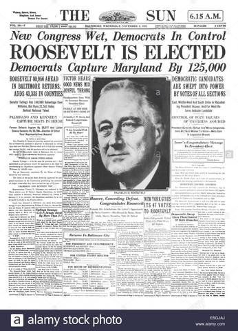 Franklin Roosevelt is elected as US President
