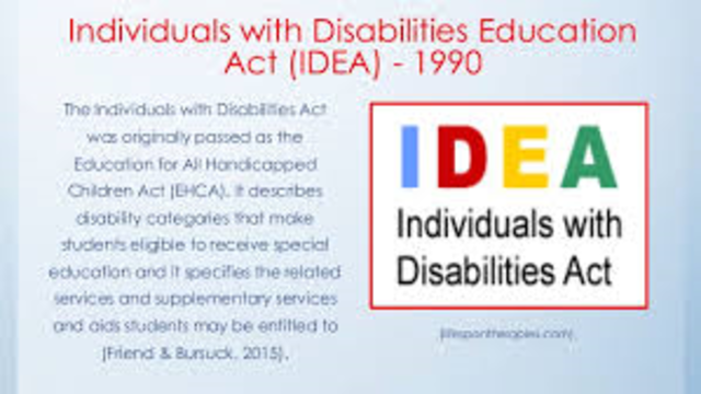 Education Act for all handicapped children  Public Law 94-142: IDEA