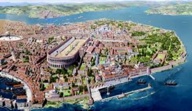 Theodosius II builds walls around Constantinople