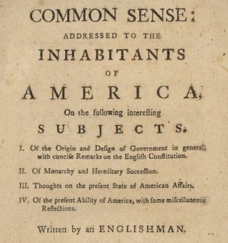 Common Sense published by Thomas Paine