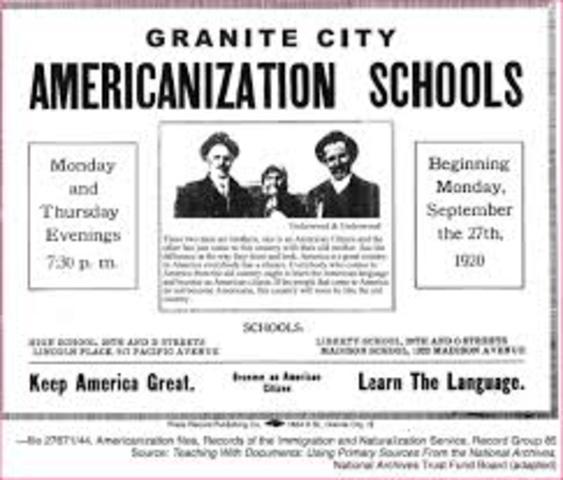 Americanization of Immigrants, English Only, and Christian and American Holidays