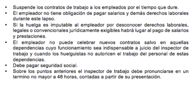 Efectos jurídicos de la huelga.