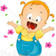 99552 royalty free rf clipart illustration of a cute baby girl playing in pink flowers