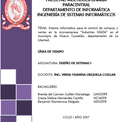 Timeline: LINEA DE TIEMPO - DISEÑO DE SISTEMAS I - SICOVIMA