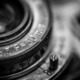 Closeup of an old retro film camera lens 4440
