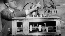 Timeline: Charles Townes and Arthur Schawlow invent the maser (microwave laser). Gordon Gould coins the word "laser" and builds the first optical laser in 1958.