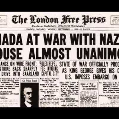 Timeline: Sept 10, 1939 Canada declares war on Germany.