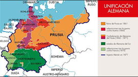 Timeline: Unificación alemana.  La Unificación Alemana es la unión de 39 estados. Hasta mediados del siglo XIX, Alemania no se había constituido como una nación unificada, sino un conjunto de 39 estados independientes que formaban la llamada Confederación Germánica