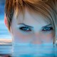 339926 women blue eyes looking at viewer short hair swimming pool