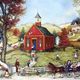 Americana art painting  gathering at school