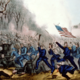 Union and confederate troops clashing at the battle of mill springs american civil war