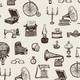 61917491 vintage objects history vector line drawing pattern
