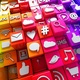 3d social icons cubes 3840x2160