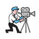 Cameraman vintage film movie camera side cartoon aloysius patrimonio