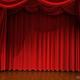 Red curtains in movie theater