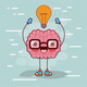 Dibujos animados de cerebro con gafas y bombilla en la parte superior 25030 1360
