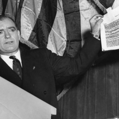 Timeline:  In 1950  a great scandal affected U.S political life when Joseph McCarhty claimed  that he had a list of 205 people in the State Department that were known to be members of the American Communist Party passing secret information to the Soviet Union
