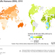 Mapa mundial que muestra el idh de 2010 y la evolución entre los años 1990 y 2010.