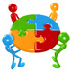 Working together teamwork puzzle concept