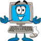 26232 clip art graphic of a friendly desktop computer cartoon character by toons4biz