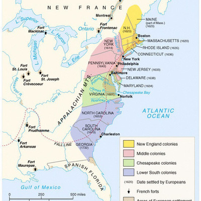 Timeline: Settlement of the Thirteen English Colonies
