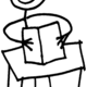Stick figure reading large