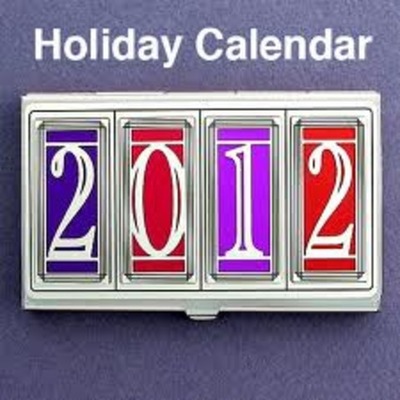Timeline: Holidays on 2012 Calendar