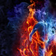 Red and blue fire background 2