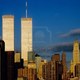 9500469 twin towers in new york in sunset