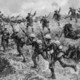 British troops rushing german positions during one of the battles for the somme during world war i