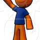 Clip art illustration of 3d orange man waving blue shirt 1