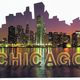 Cutout shape chicago skyline postcard ch126 f