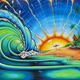 Sunrise surf art painting drew painting