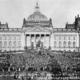 Mass demonstration in front of the reichstag against the treaty of versailles