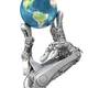 Metal hand holding earth
