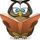 Owl reading a book
