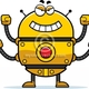 Evil gold robot royalty free cartoon vector sjpg4725